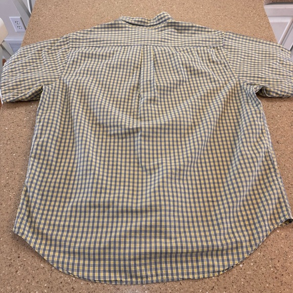 Vintage Polo Ralph Lauren Men's XL Yellow & Navy Button Down Short Sleeve Shirt - Picture 5 of 7